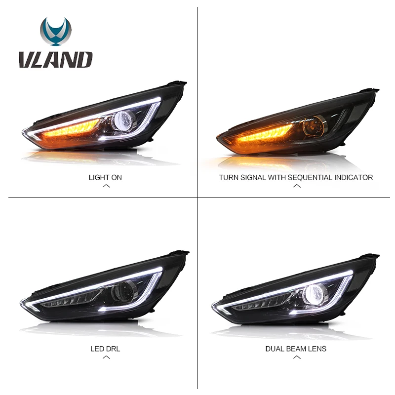 Vland автомобильный Стайлинг передсветильник фара s Fit Ford Focus РА 2015 2016 2017