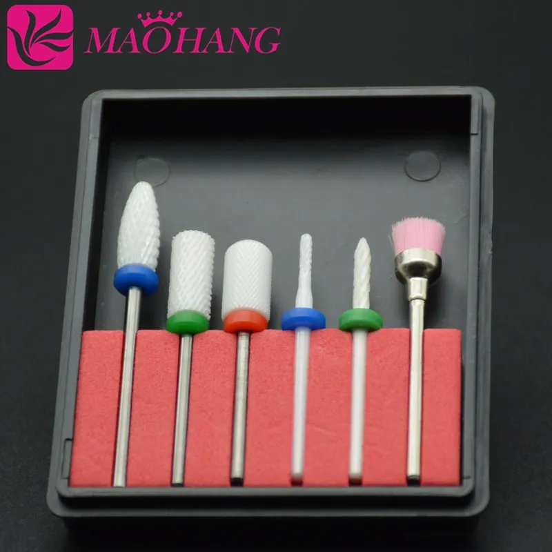 MAOHANG 6 шт. набор керамических фрез сверла для ногтей насадка электрическая дрель