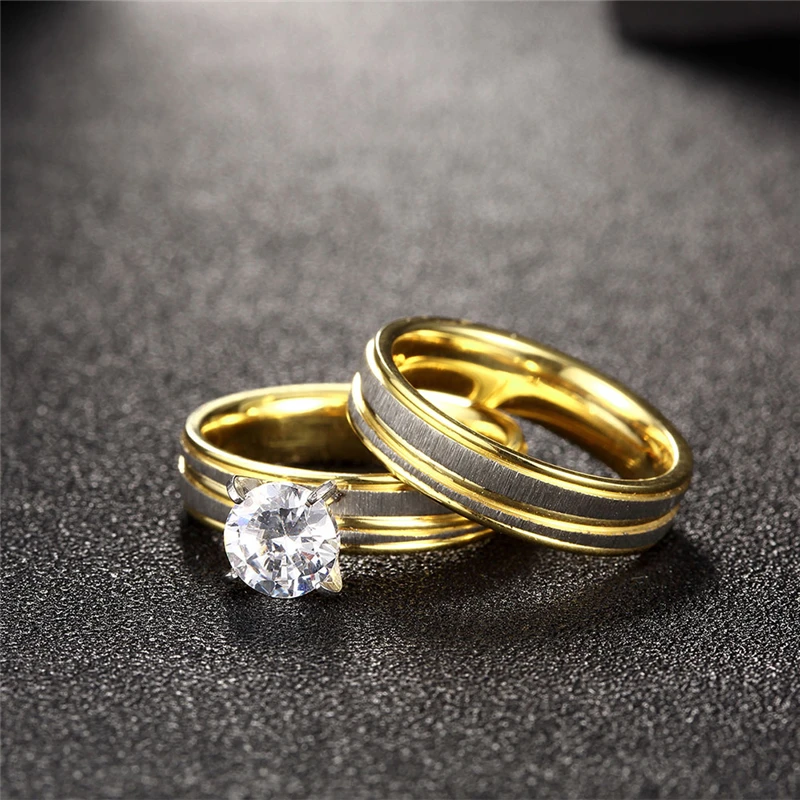 2017 Золотое никогда не выцветает Брендовое кольцо для пары из нержавеющей стали