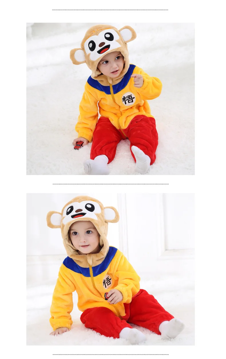 Panda Kigurumi For Son Goku Baby Kids Cartoon Animal Cosplay Costume Warm Soft Flannel Fancy Winter Onesie Cute Pajama Body Suit |