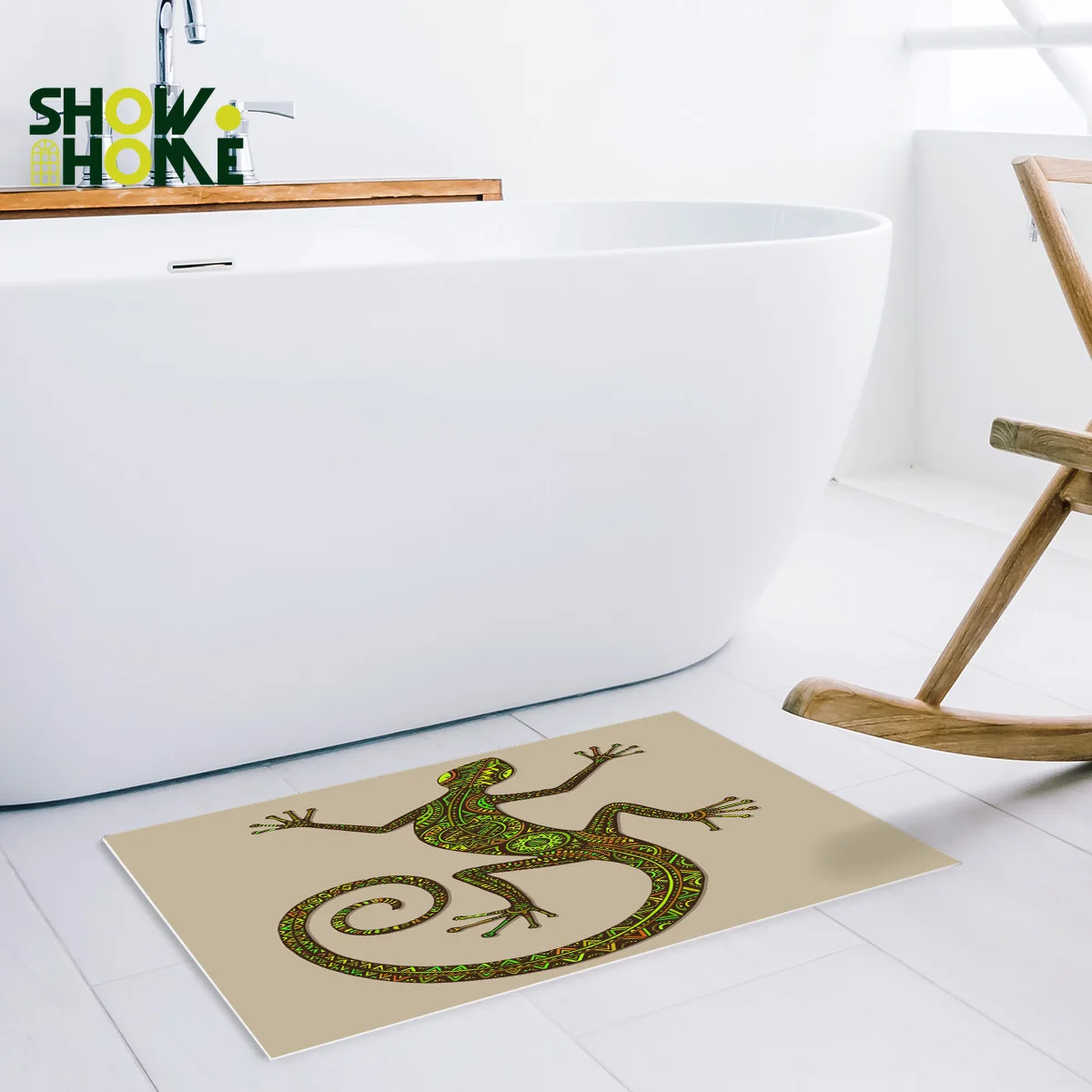 Showhome Tribal Gecko коврик для ванной комнаты с душевой занавеской набор аксессуаров