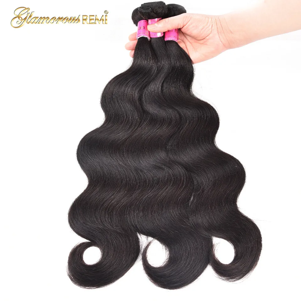 100% Human Hair Bundles 3 Piece Natural Black Brazilian Body Wave Weave 8-26 Inch Remy Extension Dropship | Шиньоны и парики