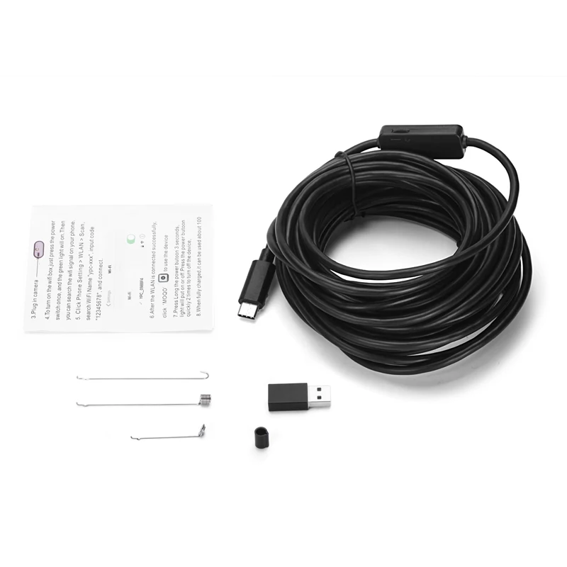 Volemer автомобильный бороскоп 5 мм 1 M/3m/5 M/7 M/10 M 6LED USB TYPE-C Порты и разъёмы для