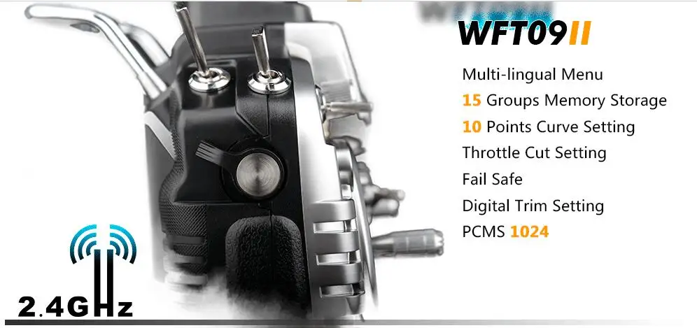 WFLY WFT09II 9,6-12,0 V 2,4G 9CH RC передатчик FPV пульт дистанционного управления PPM/PCMS1024 lcd для мультироторного вертолета автомобиля RC