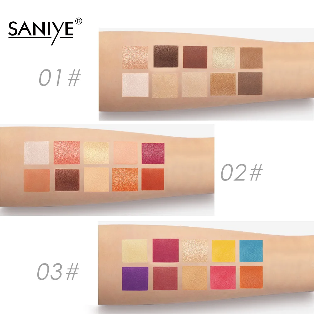 Saniye 10 цветовая палетка для макияжа нежных теней для век с шиммером, глиттером и красным оттенком E108.