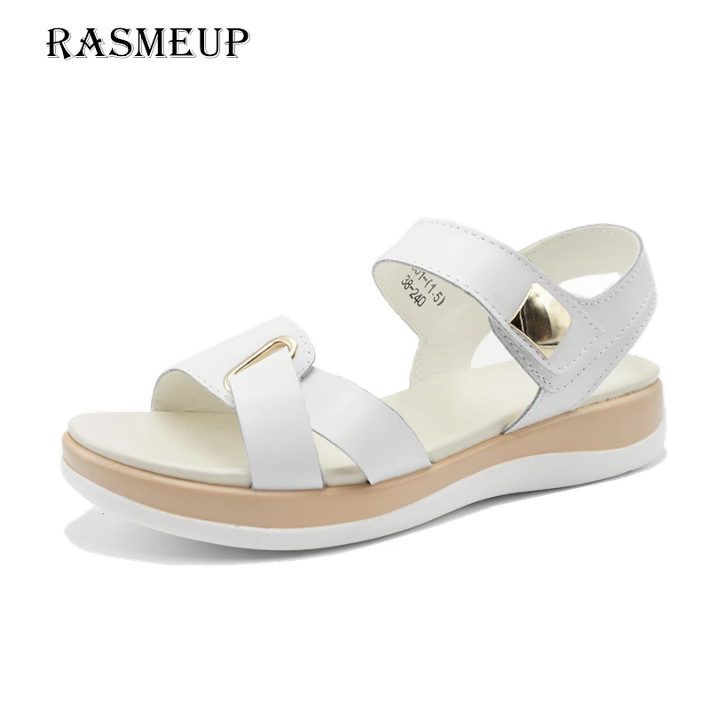 RASMEUP/женские босоножки из натуральной кожи на платформе с открытым носком