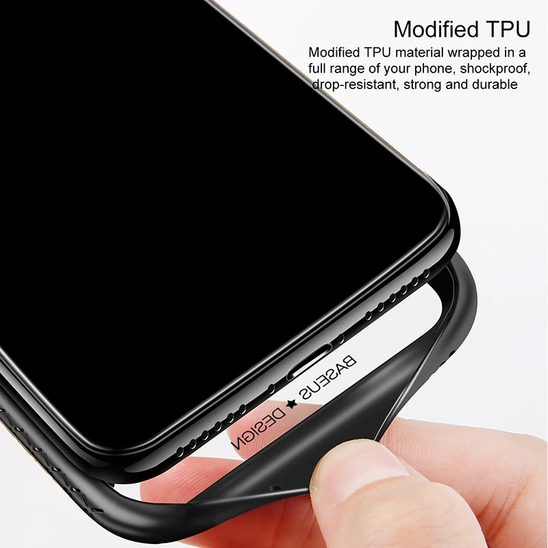 Роскошный чехол для телефона Baseus из закаленного стекла iPhone Xs XR Max защитные чехлы