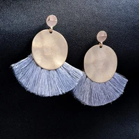 vintage gold color tassel earrings cotton thread dangles earrings for smart girls fashion new arrival jewelry