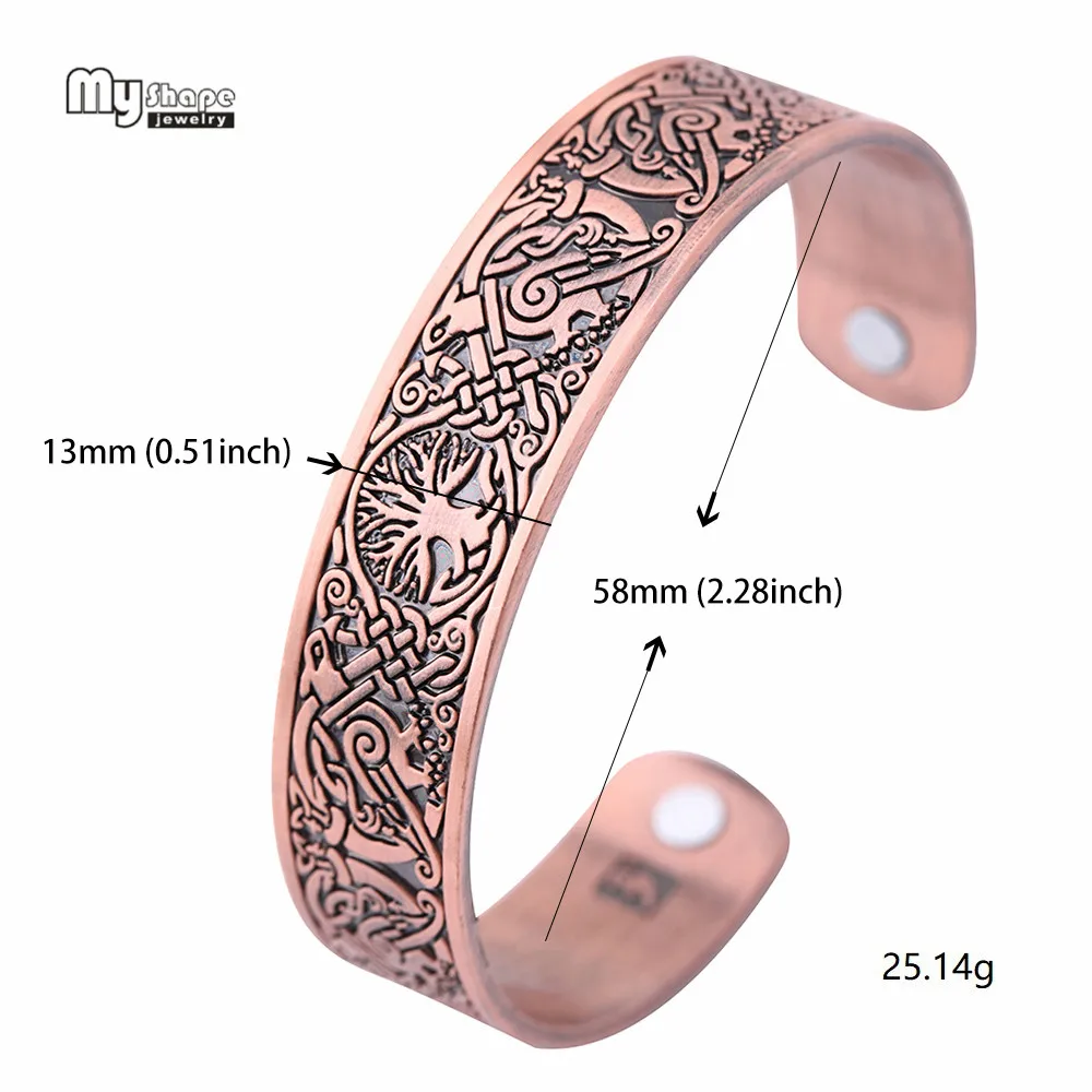 Antique Copper My shape браслеты, посвященные тематике викингов Бесконечные Узлы любви Древо жизни птицы Манжеты Магнитный Браслет терапия здоровья браслеты мужские ювелирные изделия - Окраска металла: Antique Copper
