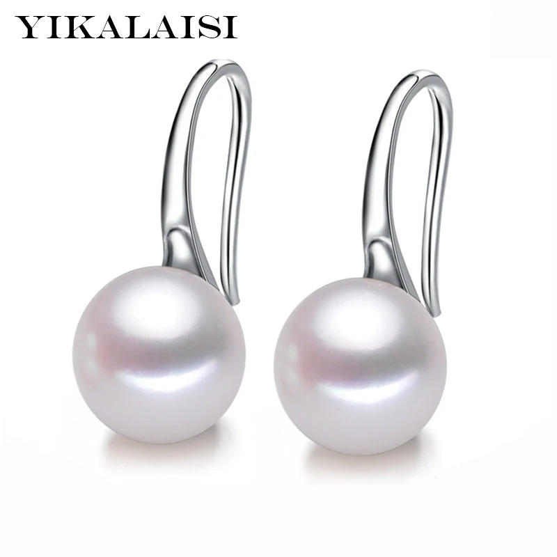 

YIKALAISI Natural Freshwater oblate Pearl Fashion Earrings 925 Sterling Silver Jewelry For Women 8-9mm Pearl Earrings 4 Colour