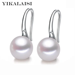 Женские серьги из серебра 925 пробы с натуральным пресноводным жемчугом 8-9 мм