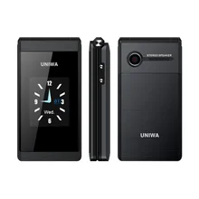 UNIWA X28 Old Man Flip Mobile Phone GSM Senior Big Push-Button Flip Phone Dual Sim FM Radio Russian Hebrew Keyboard Cellphone