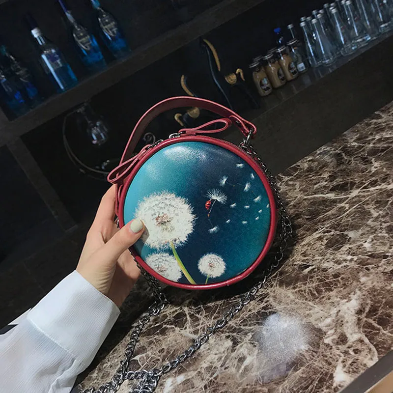 

Hot Selling 1 Pcs Women Shoulder Crossbody Bag Round Dandelion Chain for Mobile Phone Money -B5