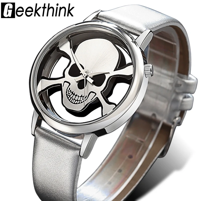 GEEKTHINK полые панк череп дизайнерские модные кварцевые часы для женщин дамы Топ