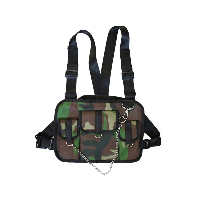 Army green chest bag Мужская нагрудная сумка с кольцом, уличный стиль, тактический жилет, сумка для мальчика, нагрудная посылка, повседневные мужские сумки, Kanye West, уличная одежда, 030395 - Цвет: Army green chest bag