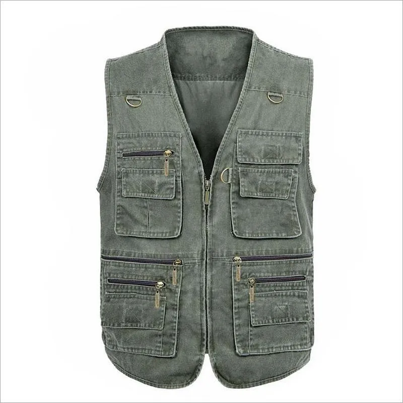 Mens Cotton Vest Waistcoat Sleeveless Jacket Male Casual Loose Baggy Denim With Pocket Big Size 4XL 5XL 6XL 7XL | Мужская одежда