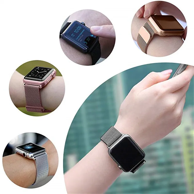 Milanese Loop strap For Apple Watch series 4 3 2 1 Stainless Steel band Magnetic belt Bracelet for iwatch 38mm 40mm 42 mm 44mm | Наручные