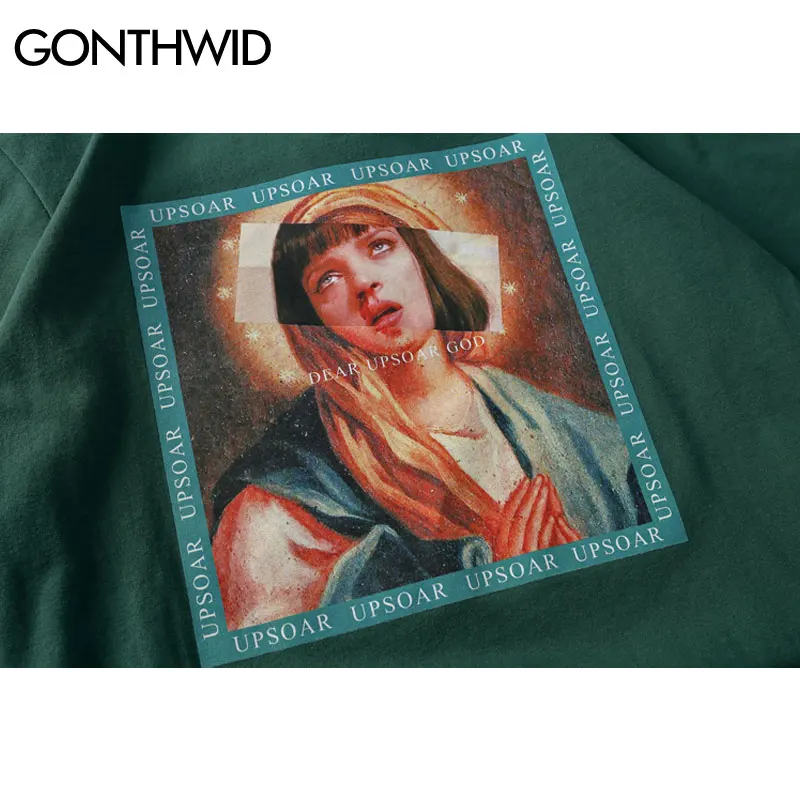 Мужские футболки GONTHWID Virgin Mary 2018 Забавные с короткими рукавами и принтом Летние