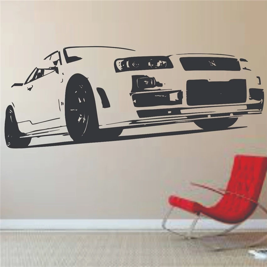Быстрый гоночный супер автомобиль GTR Настенная роспись виниловый Наклейки для декора Цитата художественный Декор домашний декор комнаты наклейки D258