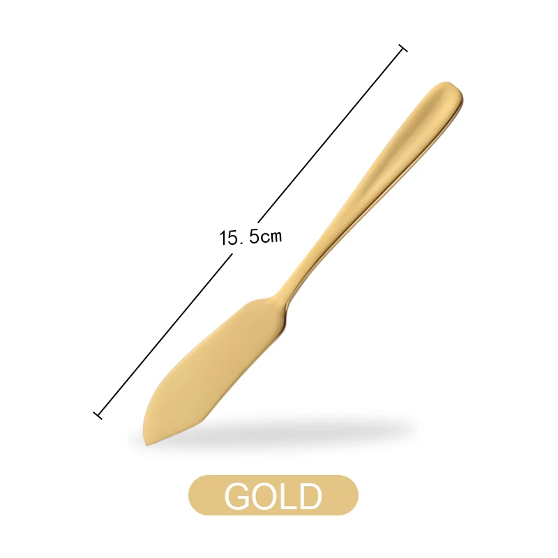 gold 1 шт. нож для масла пищевой 304 из нержавеющей стали, десертное варенье, нож для разрезания крема и сыра, 8 цветов, столовые приборы в западном стиле, инструмент для завтрака - Цвет: gold