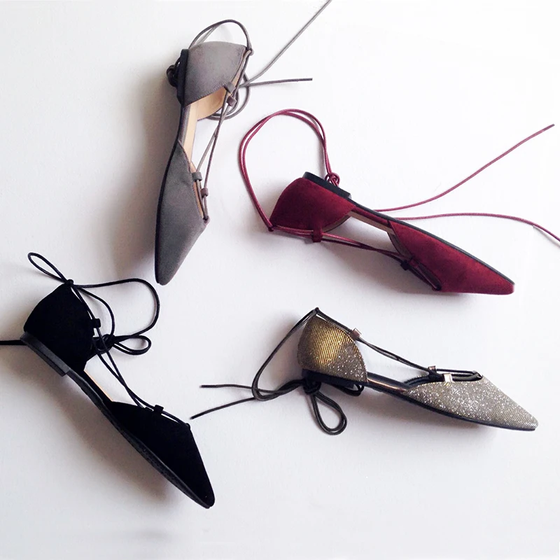 Эспадрильи женские на плоской подошве замшевые с перекрестной шнуровкой