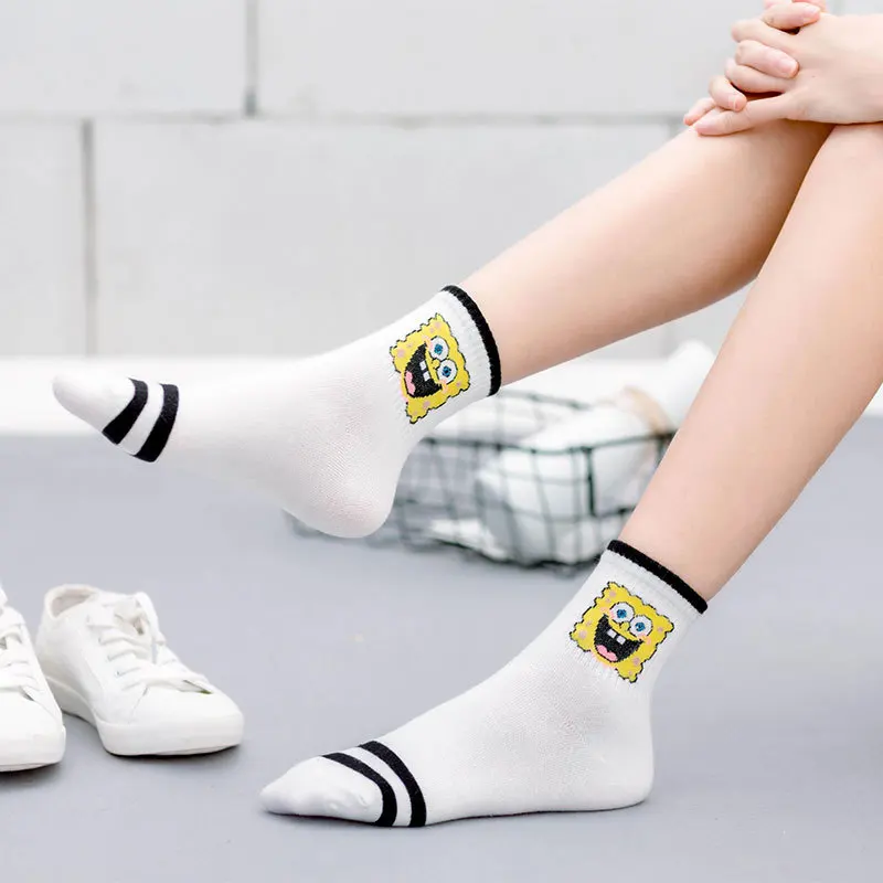 Calcetines gato носки забавные женские милые короткие с героями мультфильмов Harajuku Губка