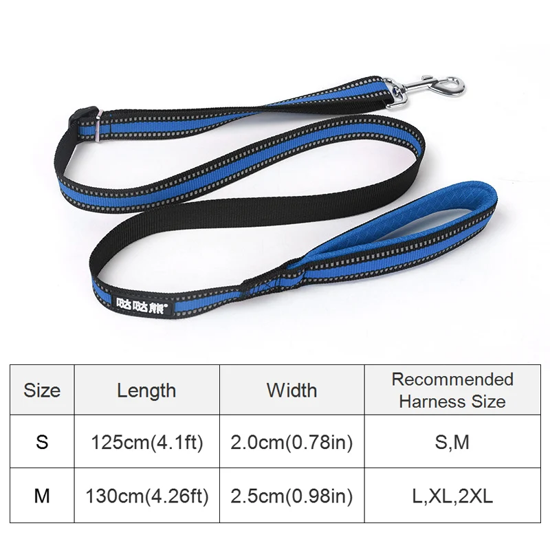 Leash-Blue Не тянет Светоотражающий Поводок для собак, набор поводков для домашних животных, поводок для маленьких, средних и больших собак, для ежедневной тренировки, прогулок, нейлоновые ремни S-XL - Цвет: Leash-Blue