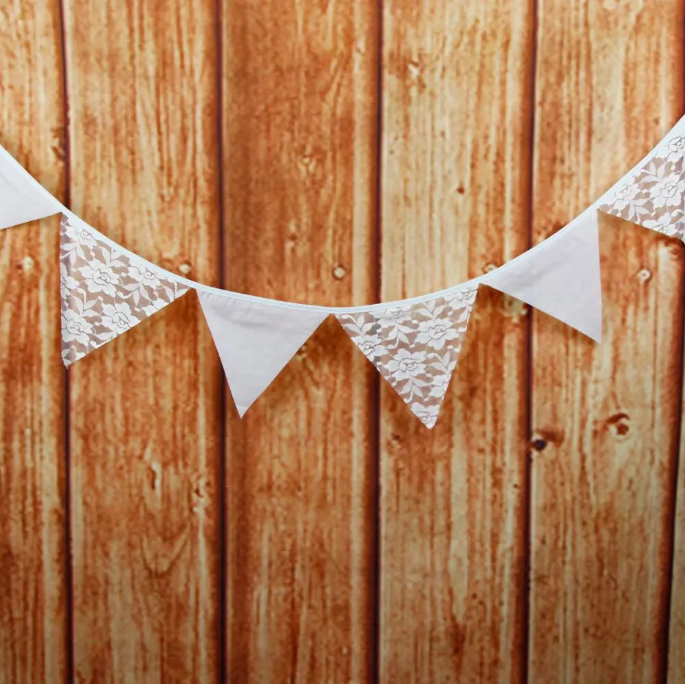 

New12 Flags 3.2M Wedding Lace Burlap Banners Wedding Bunting Decor Vintage Party Birthday Decoration Bridal Shower Garland