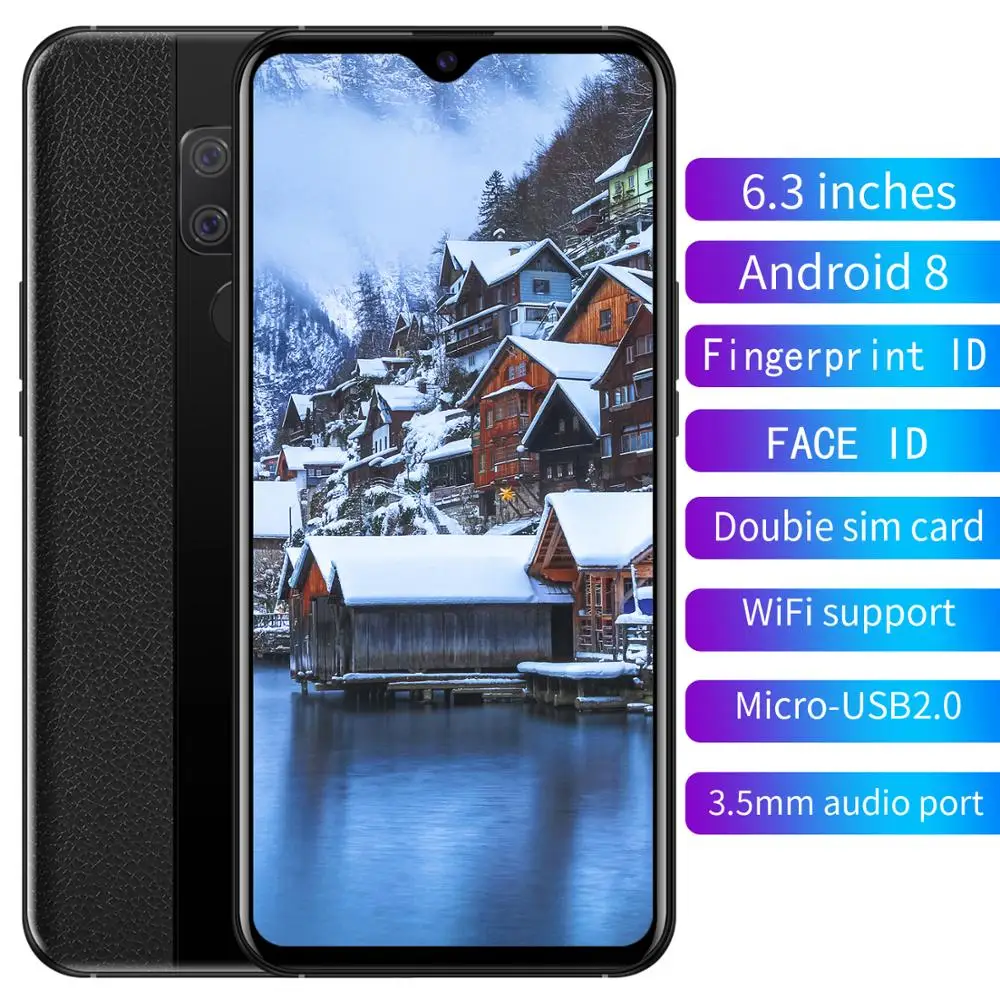 Роскошный смартфон, 6,3 дюймов, капля воды, экран, android, мобильный телефон, отпечаток пальца, лицо, ID, сотовый телефон, кожа, текстура M, Bluetooth 3,5