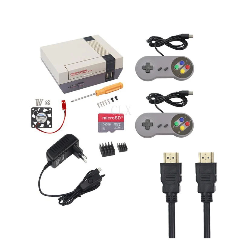 Raspberry Pi 3 B + ящик с флагом retrones вентилятор SD-карта 32 ГБ игровой контроллер блок