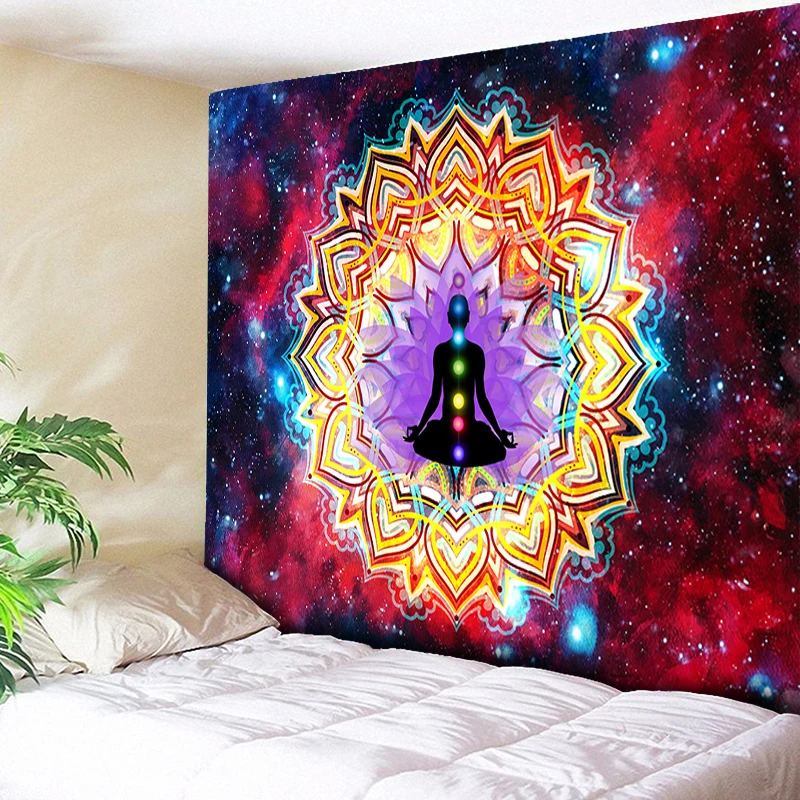 Arazzo 3D Chakra Ombre Galaxy arazzo psichedelico Boho Decor Mandala arazzo appeso a parete arazzi Hippie tappetino Yoga Cool