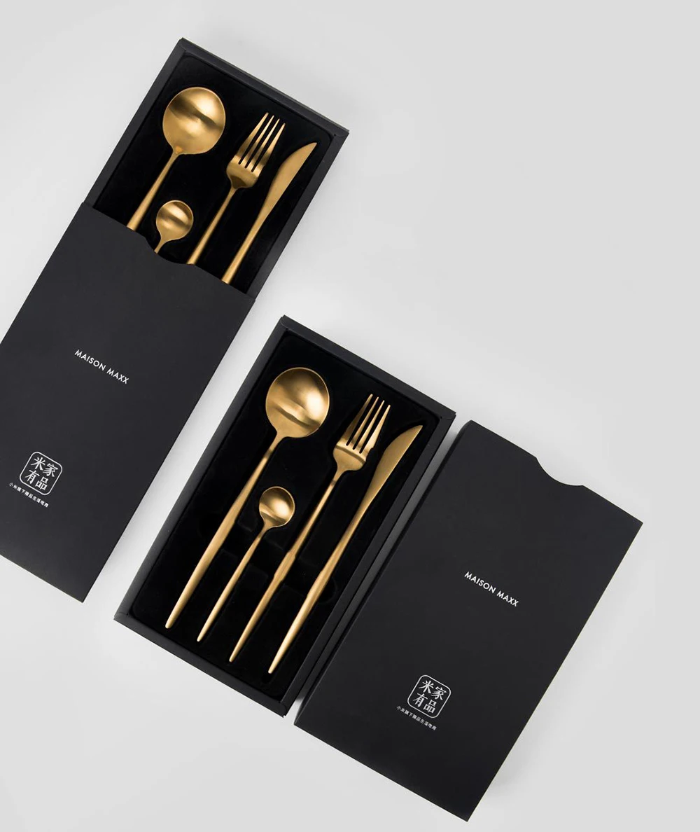Xiaomi Maision Maxx набор посуды из нержавеющей стали, нож, ложка, вилка, чайная ложка, 4 комплекта посуды, Черное золото, для умного дома, пульт дистанционного управления