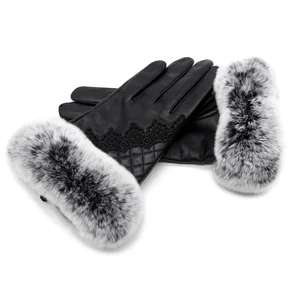 Женские кожаные перчатки JKP, зимние теплые перчатки из натуральной овчины и натуральной лисы, модный стиль, натуральный большой пушистый мех