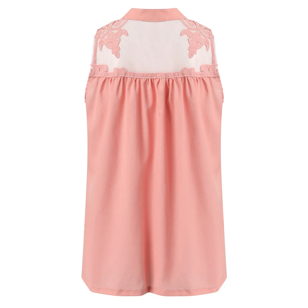 Женская кружевная блузка без рукавов летняя Свободная с v-образным вырезом в