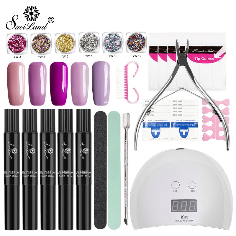 SET 1 Soak Off УФ лак для ногтей Наборы телячьей кожи гель 3 в 1 гель для ногтей Лаки Ручка лак гель для ногтей one step для ногтей без необходимы вещи наивысшего Базовое покрытие - Цвет: SET 1