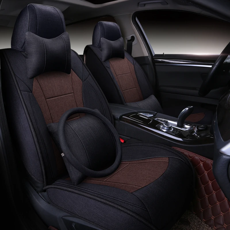 Льняные автомобильные чехлы для toyota rav4 corolla verso wish land cruiser 200 Prado avensis fortuner