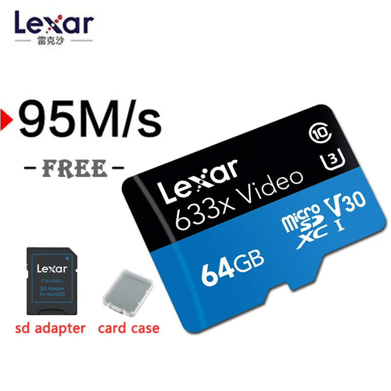 Lexar 633x95 MB/s Micro SD 256G 512G карты 32gb SDHC класс 10 64G 128G карта памяти SD адаптер для Gopro nintendo switch - Емкость: LEXAR 633X 64G