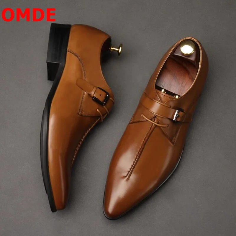 Мужские классические туфли OMDE в британском стиле с острым носком модные деловые