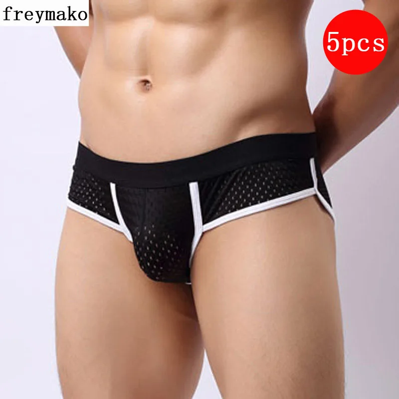 5 шт./лот контрастный цвет сексуальное мужское Сетчатое нижнее белье с низкой