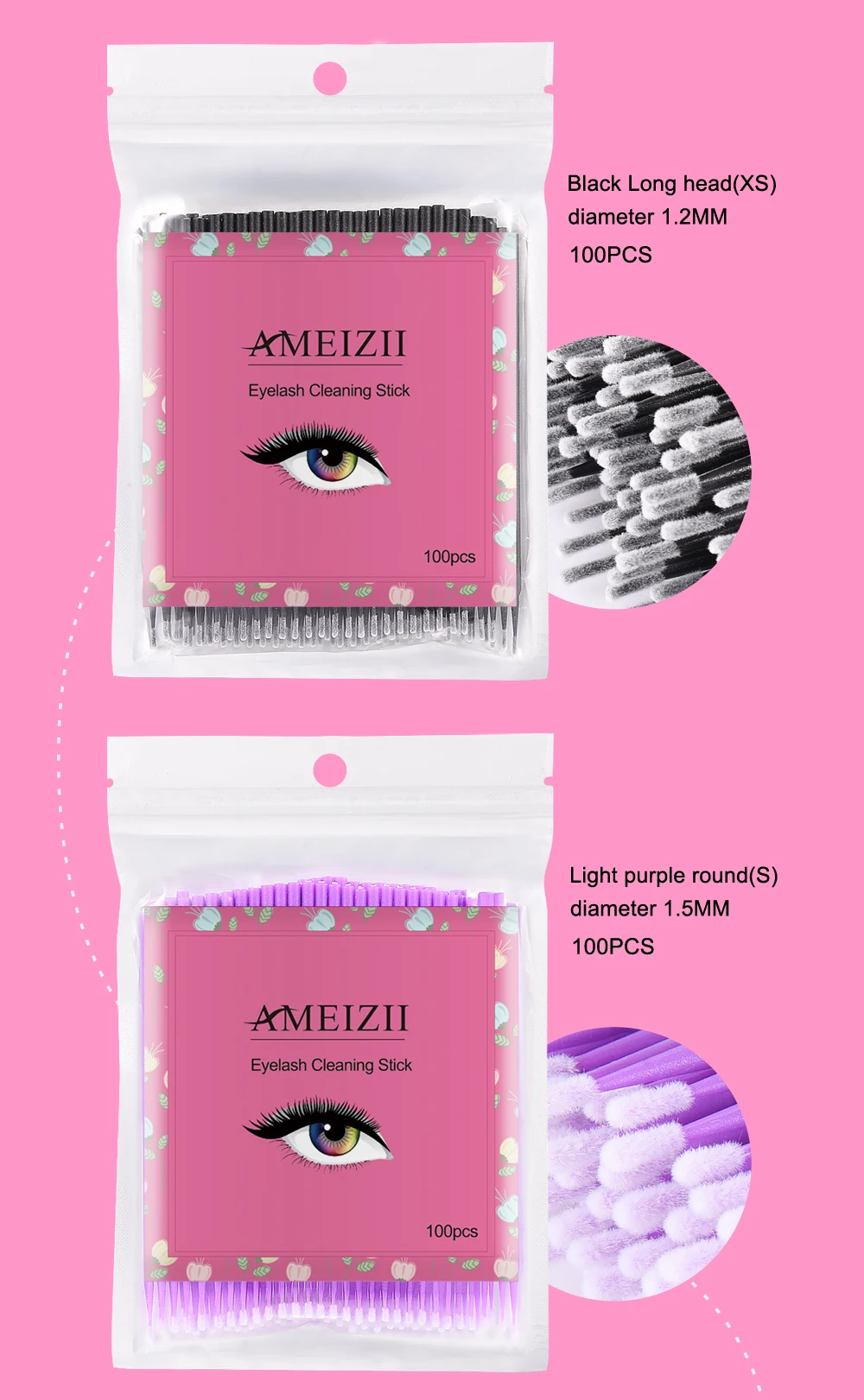 AMEIZII, 100 шт, женские одноразовые кисти для макияжа ресниц, косметические инструменты для наращивания ресниц, индивидуальная щетка для удаления ресниц