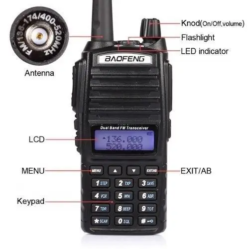 Original Baofeng UV-82 Dual-Band VHF UHF 136-174/400-480 MHz Ham Two-way Radio Transceiver Walkie Talkie with earphone