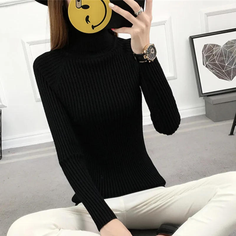 2019 Новая мода осень зима женский свитер с высоким воротом джемпер утолщение