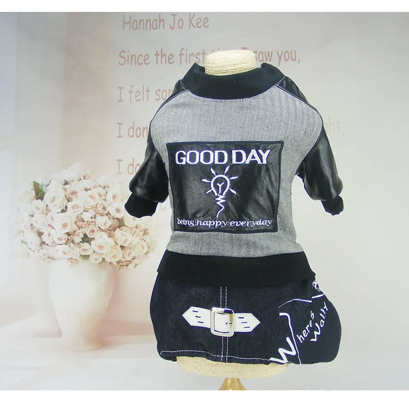 New Hot Sale Letters Jean Pet Jumpsuits with White Clasp Warm Lovely Comfortable Fashion Clothes for Small Medium Dogs 20E | Дом и сад