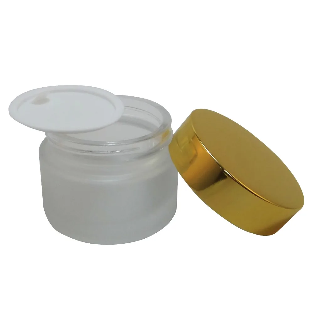 Баночка для макияжа 3 шт. 50 мл из матового стекла с блестящей золотой алюминиевой