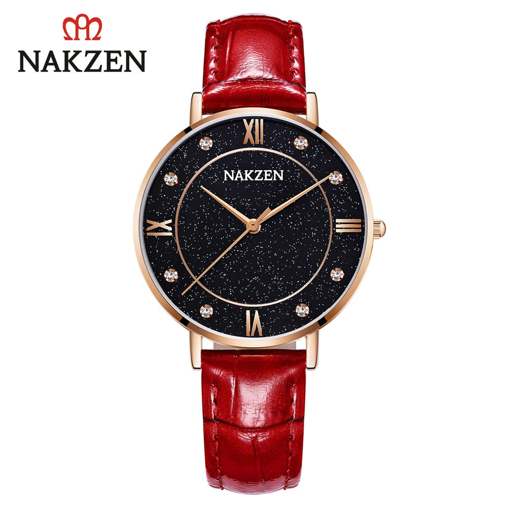 Бренд NAKZEN модные Звездные Женские часы Голубой песчаник циферблат японский