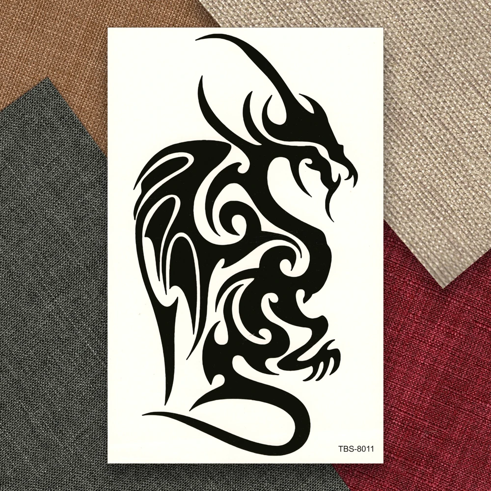 Waterproof Tattoo Stickers black Dragon Tribe totem Half Sleeve leg Temporary Tattoos Fake tattoo Women Men Body Art 20pcs/lot | Красота и