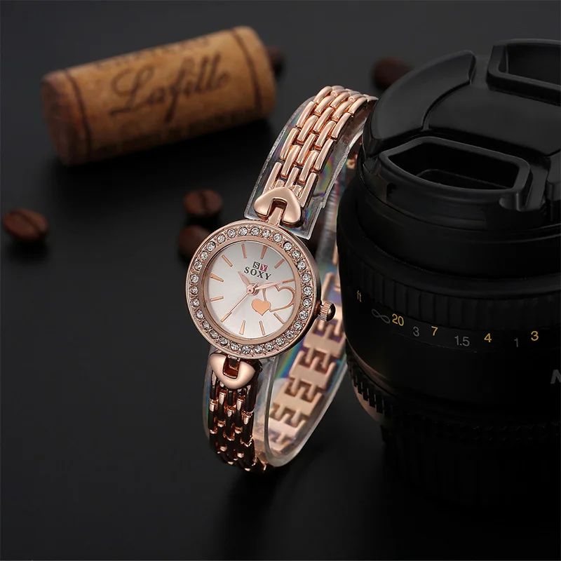 

SOXY Fashion Rose Gold Watch Women Watches Luxury Rhinestone Bracelet Wrist Watch Ladies Watch Hour relogio feminino reloj mujer