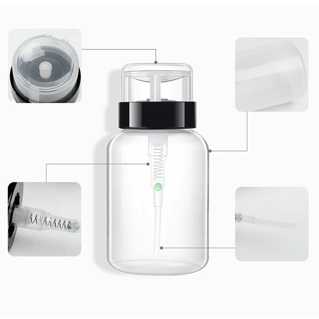 

New Portable 120ML/200ML Nail Polish Remover Alcohol Press Pumping Bottle Nail Art UV Gel Cleaner Empty Plastic Container Tool