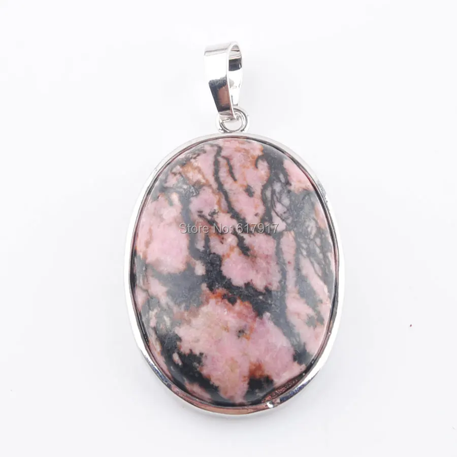 Rhodochrosite RONGZUAN натуральный камень кулон черный Агаты Jaspers нефрит Родохрозит Амазонит голубой-вены камень овальный шарик Ювелирные изделия TBN377 - Окраска металла: Rhodochrosite