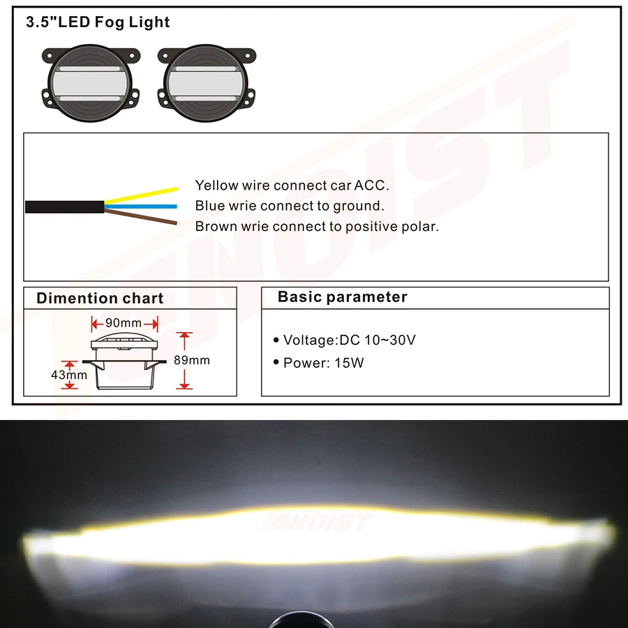 Универсальный 3 5 дюймов 3*5 Вт светодиодный LED DRL противотуманных фар для